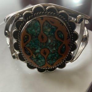 Native American Sterling Silver Inlay Bracelet
